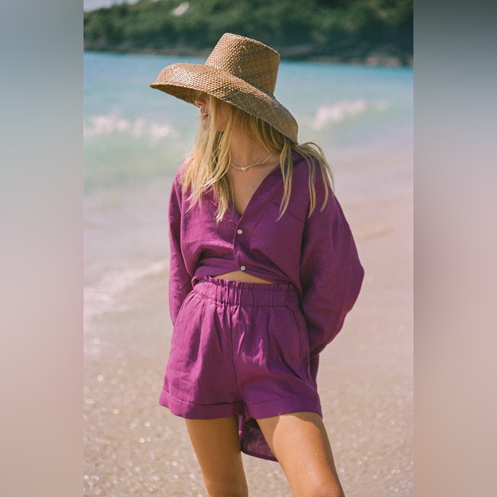 Rove Purple Linen Shorts NWOT